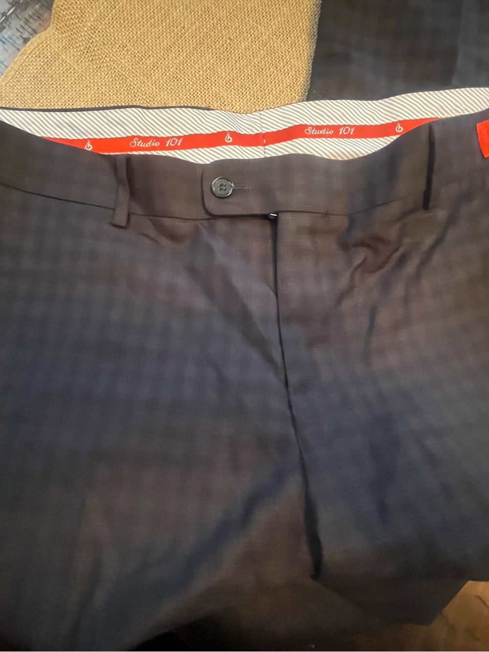 Studio I Men’s Dress Pants in Dark Navy Plaid